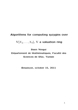 Algorithms for computing syzygies over ,...,Xn], V a valuation ring