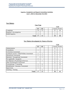 New Matters Case Type Q1 Q2 Complaints 14 13 27 38 Registrar`s