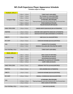 NFL Draft Experience Player Appearance Schedule