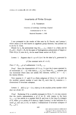 Invariants of Finite s