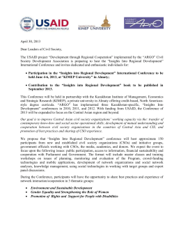 April 30, 2013 Dear Leaders of Civil Society, The USAID project