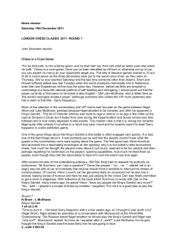 News release - London Chess Classic