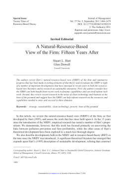 A Natural-Resource-Based View of the Firm: Fifteen Years After