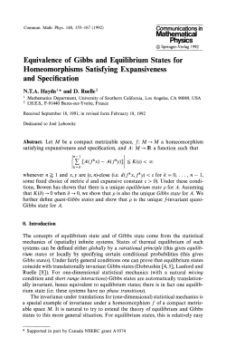 Mathematical Physics Equivalence of Gibbs and Equilibrium