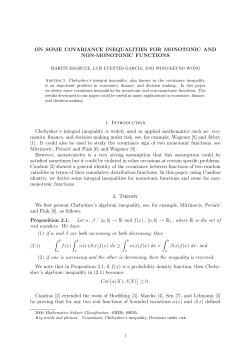 ON SOME COVARIANCE INEQUALITIES FOR MONOTONIC AND