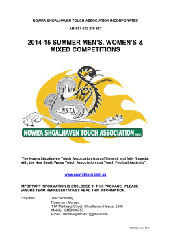NOWRA SHOALHAVEN TOUCH ASSOCIATION INCORPORATED