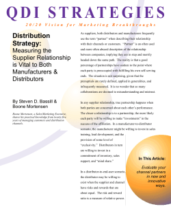 Distribution Strategy - Measuring the Supplier