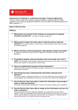 Assessment of Capacity to understand and sign a