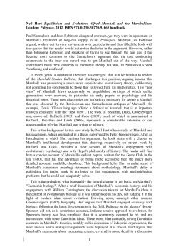 1 Neil Hart Equilibrium and Evolution: Alfred Marshall and the