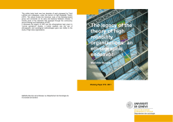 The legacy of the theory of high reliability organizations: an