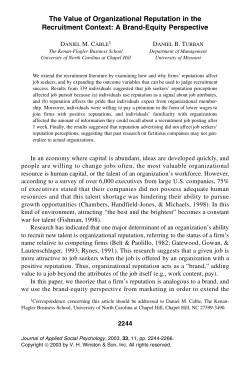 The Value of Organizational Reputation in the Recruitment Context