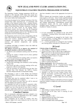 NEW ZEALAND PONY CLUBS ASSOCIATION INC. Coaches