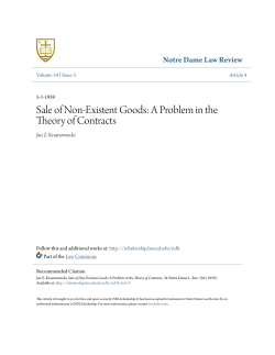 Sale of Non-Existent Goods: A Problem in the Theory of Contracts