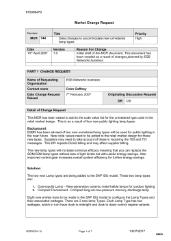 MCR 144 - Data changes to accommodate new unmetered lamp types