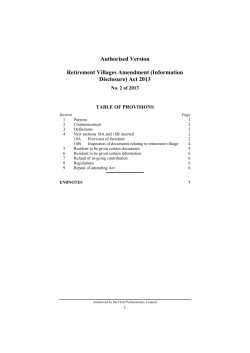 Authorised Version Retirement Villages Amendment (Information