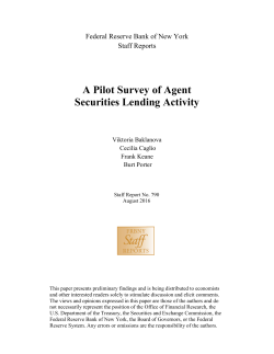 A Pilot Survey of Agent Securities Lending Activity