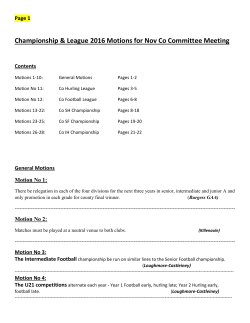 Club Championship 2016 Motions