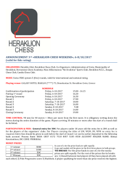 ANNOUNCEMENT 3rd &laquo;HERAKLION CHESS WEEKEND&raquo;, 6