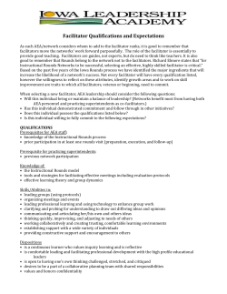 Facilitator Qualifications and Expectations