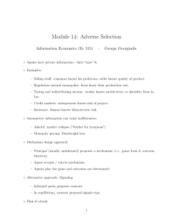 Module 14: Adverse Selection