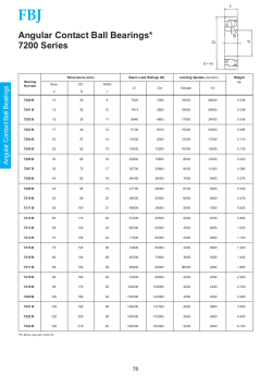 Angular Contact Ball Bearings* 7200 Series