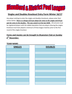 Singles and Doubles Knockout Entry Form Winter 16/17 SINGLES