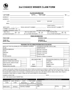 2nd CHANCE WINNER CLAIM FORM