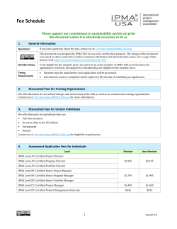 Certification Fee Schedule - IPMA-USA