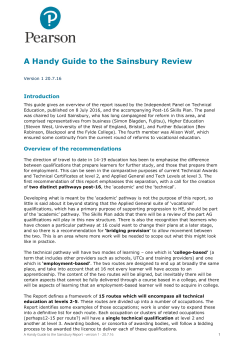 A Handy Guide to the Sainsbury Review