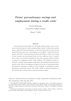 Firms` precautionary savings and employment during a credit crisis