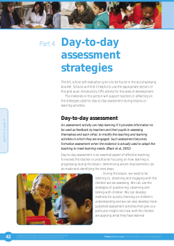 Planning and assessment for learning
