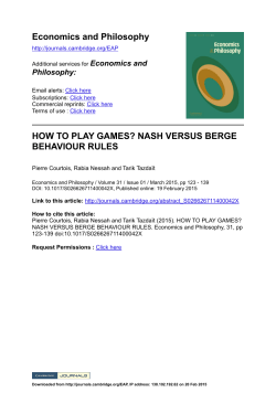 Economics and Philosophy HOW TO PLAY GAMES