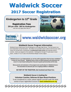 Fall 2017 www.waldwicksoccer.org Waldwick Soccer Program