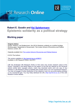 Epistemic solidarity as a political strategy