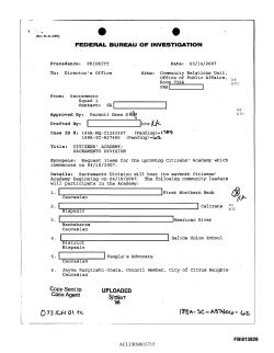 FEDERAL BUREAU OF INVESTIGATION Copy Sent to Case Agent