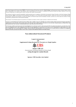 Launch Announcement and Supplemental Listing