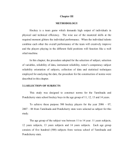 Chapter III METHODOLOGY Hockey is a team game