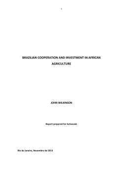 Brazillian Cooperation and Investment in African Agriculture