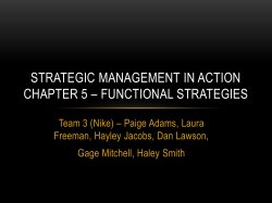 Strategic Management in Action Chapter 5 * Functional Strategies