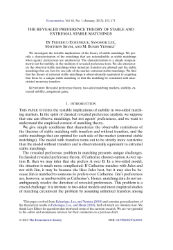 The Revealed Preference Theory of Stable and