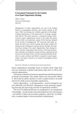 A Conceptual Framework for the Creation of an Expert Organization