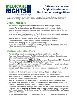 Difference between Original Medicare and Medicare Advantage