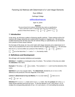 Factoring 2x2 Matrices with Determinant of &plusmn;1 and Integer Elements