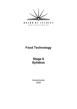 Food Technology Stage 6 Syllabus