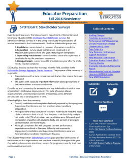 Fall 2016 Educator Preparation Newsletter