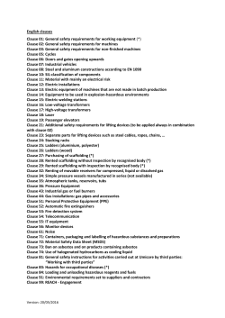 Safety Clauses [Version 1: May 2016]