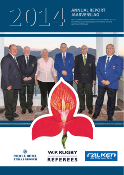 annual report jaarverslag - Western Province Rugby Referees` Society