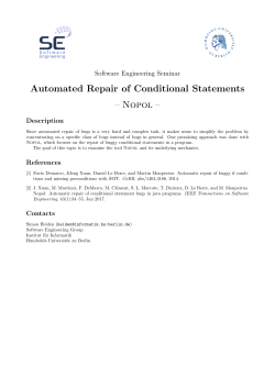 Automated Repair of Conditional Statements &ndash; Nopol