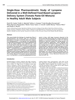 Single-Dose Pharmacokinetic Study of Lycopene Delivered in a