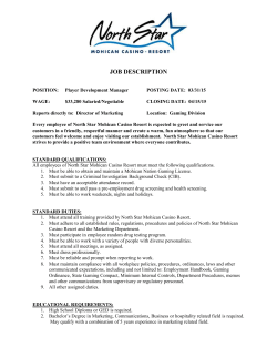 job description - North Star Mohican Casino Resort